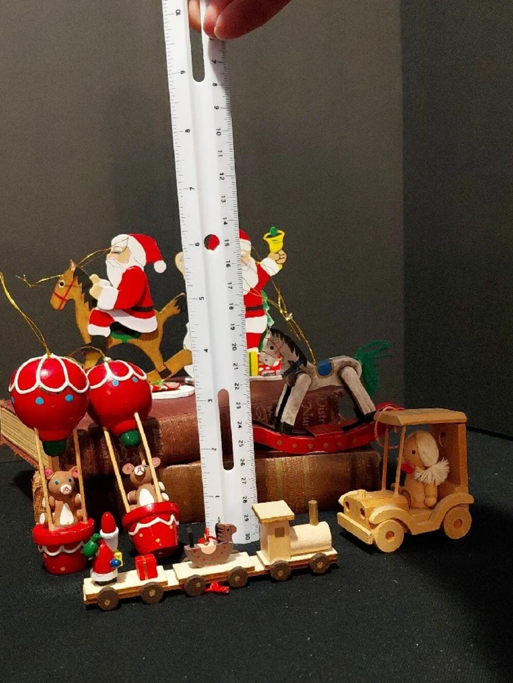 VINTAGE  Wooden KITSCH Christmas Ornaments, set of 7